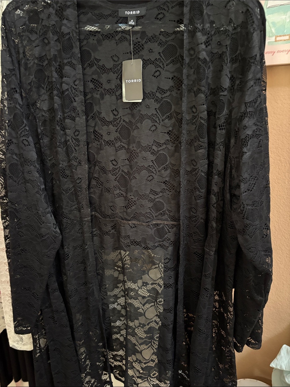 torrid Black Floral Lace Kimono